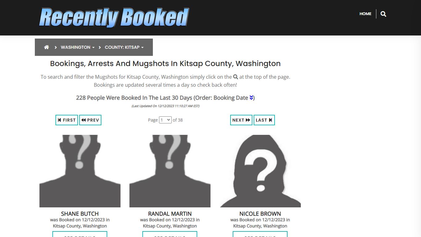 Bookings, Arrests and Mugshots in Kitsap County, Washington
